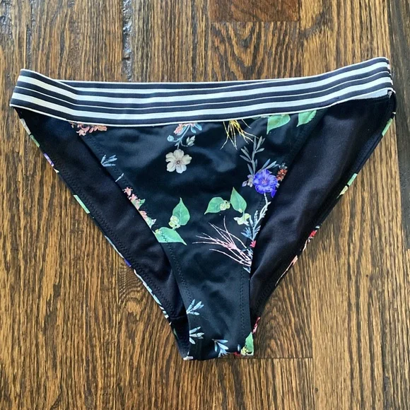 Athleta Black Gold Coast Floral Bikini Bottom size small - Picture 2 of 5